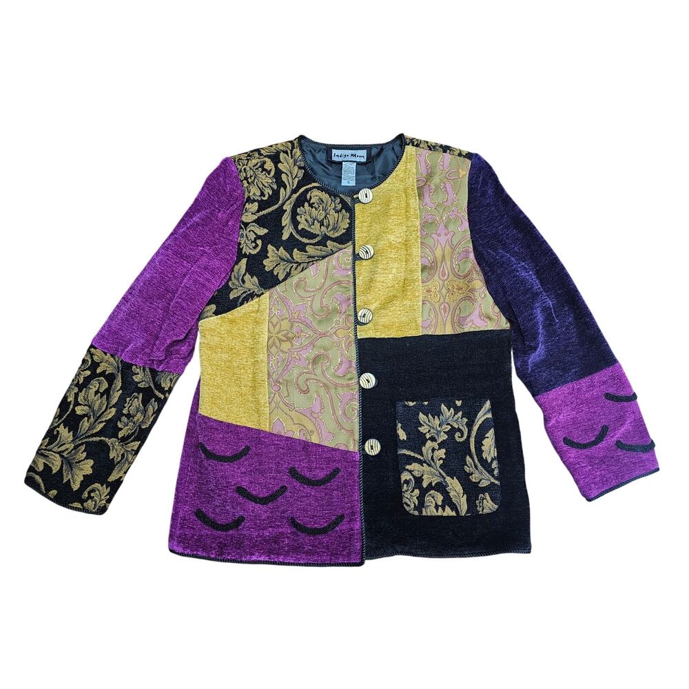 VINTAGE INDIGO MOON JACKET PURPLE PAISLEY‎ PATCHWORK COLOR
